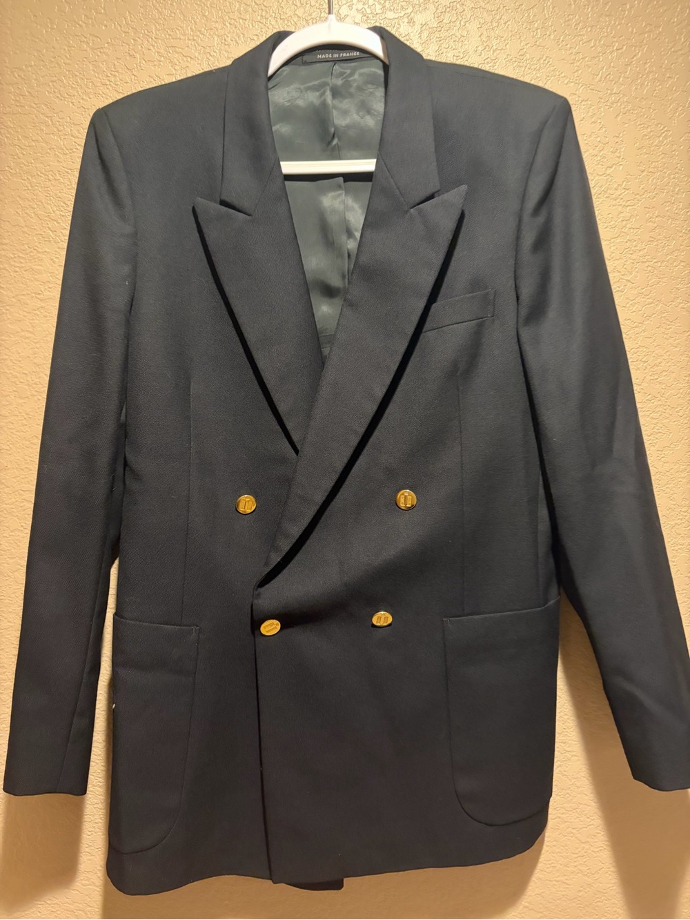 Yves Saint Laurent Men’s Double-Breasted Dark Blue Blazer w/ Gold Buttons -Sz 34